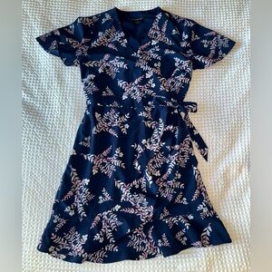 Banana Republic Navy Floral Wrap Dress